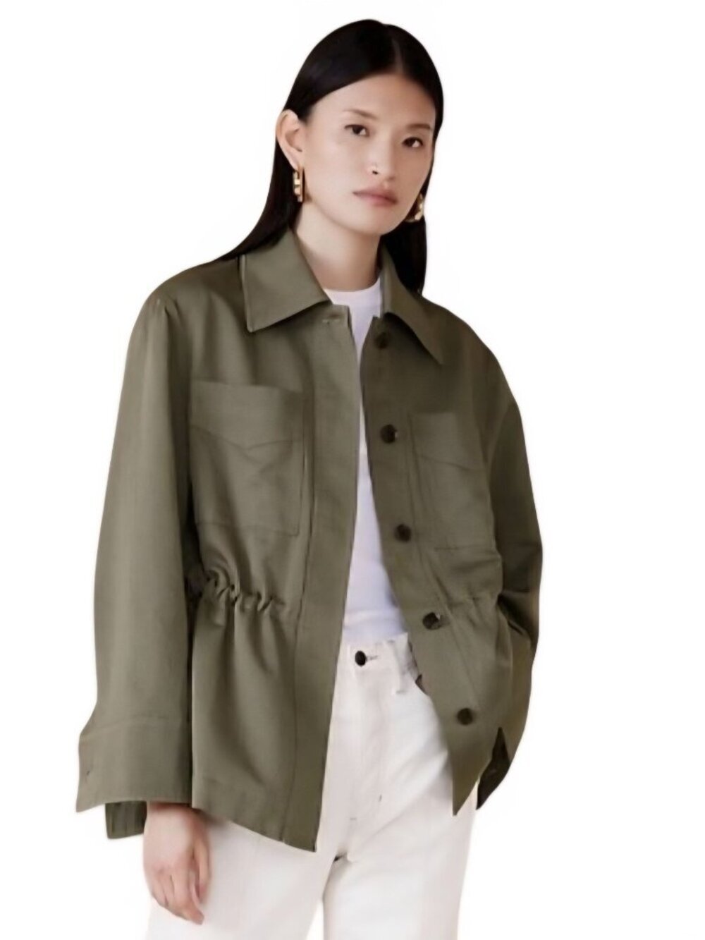 Banana Republic Lucia Cotton Linen Jacket Utility Barn Desert Thyme Green Size M